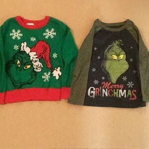 1 Grinch Kids Christmas Sweater and 1 Kids Long Sleeve